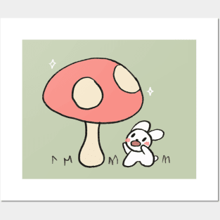 Giant mushroom and bunny Posters and Art